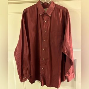 Eddie Bauer Men’s Button Down Long Sleeve shirt Burgundy, men’s XL, 100% Cotton